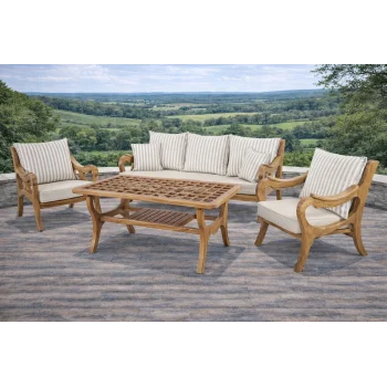 ROSA Çizgili Yastıklı Kestane Ağacı Bahçe ve Balkon Oturma Grubu (Çizgili Yastıklı)