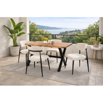 Doğal Ağaç Balkon Masa Takımı 80x160