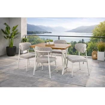 Doğal Ağaç Balkon Masa Takımı (80x140)