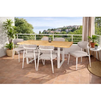 Dekomo Doğal Ağaç Balkon Masa Takımı (90x180 cm)