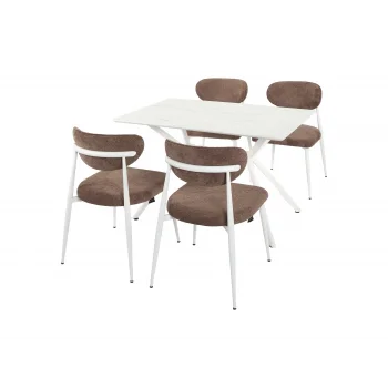 NOXIS / Sirius Masa Takımı (Krem) - 1 Masa + 4 Sandalye Yemek Seti