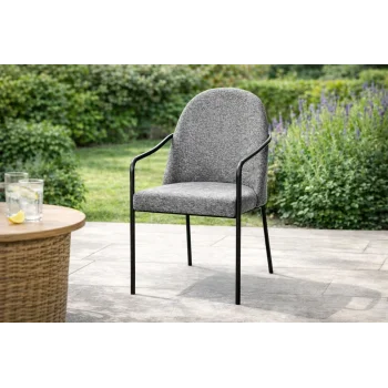 Remix Sandalye - Siyah Metal & Tam Döşeme (Gri)