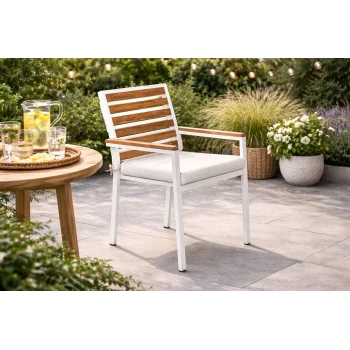 Still Sandalye - Beyaz Metal & Masif Ahşap