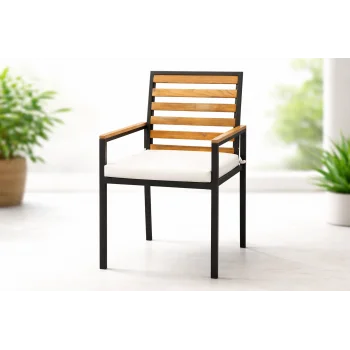Still Sandalye - Siyah Metal & Masif Ahşap