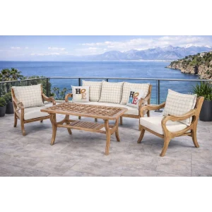 ROSA Takım Kareli - Kestane Ağacı Bahçe & Balkon Oturma Grubu