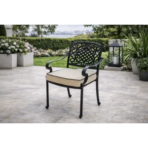 CNR OTTO Lüks Döküm Sandalye - Siyah Alüminyum Dış Mekan