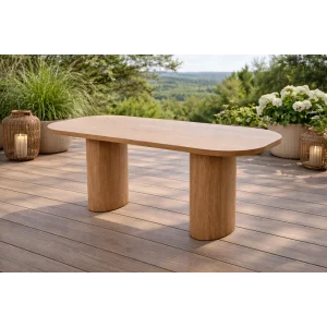 ELİPS Koyu Meşe Masa - 200 cm Modern Oval Bahçe Masası