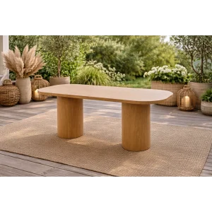 ELİPS Naturel Masa - 200 cm Modern Oval Bahçe Masası