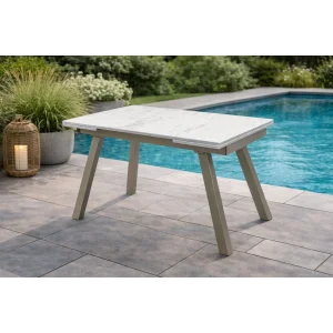 DUALIS Beyaz Açılır Masa - 210 cm Fonksiyonel Bahçe Masası