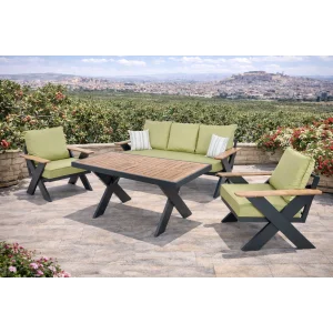 VENTO Alüminyum Bahçe Oturma Grubu (Antrasit - Yeşil) - 5 Kişilik Lüks Takım