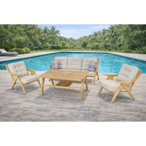 ARMONİ Kestane Ağacı Bahçe ve Balkon Oturma Grubu - 5 Kişilik Doğal Tasarım