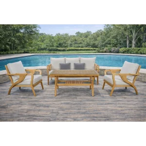 SERA Kestane Ağacı Bahçe ve Balkon Oturma Grubu - 5 Kişilik Masif Set