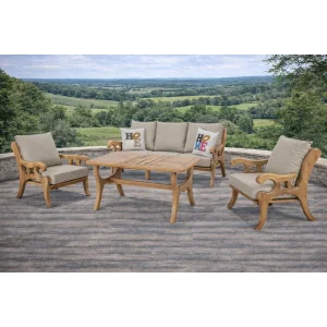 MATTINA Kestane Ağacı Bahçe ve Balkon Oturma Grubu - 5 Kişilik Doğal Tasarım