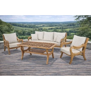 ROSA Çizgili Yastıklı Kestane Ağacı Bahçe ve Balkon Oturma Grubu (Çizgili Yastıklı)