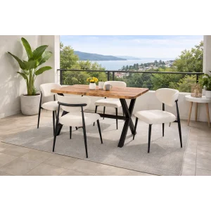 Doğal Ağaç Balkon Masa Takımı 80x160