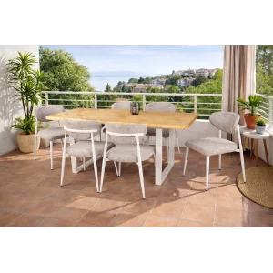 Dekomo Doğal Ağaç Balkon Masa Takımı (90x180 cm)