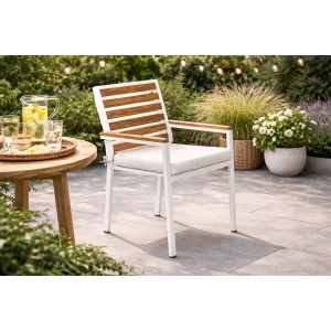 Still Sandalye - Beyaz Metal & Masif Ahşap