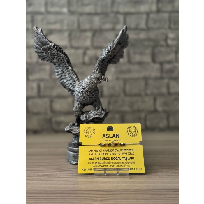 Aslan Burcu Doğal Taş İpli Bileklik