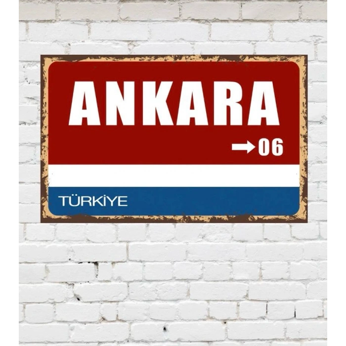 Dekoratif Şehir Plaka Retro Tablo MDF Ahşap Tablo - 06