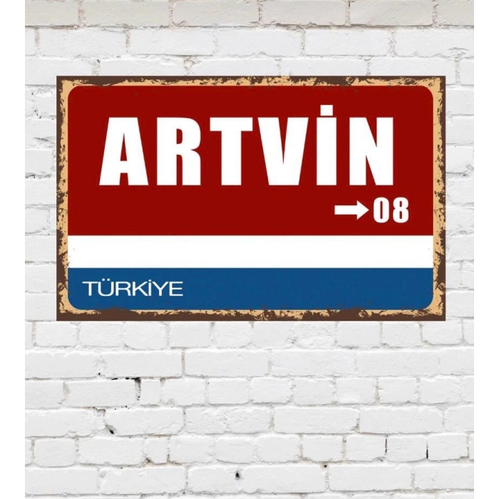Dekoratif Şehir Plaka Retro Tablo MDF Ahşap Tablo - 08