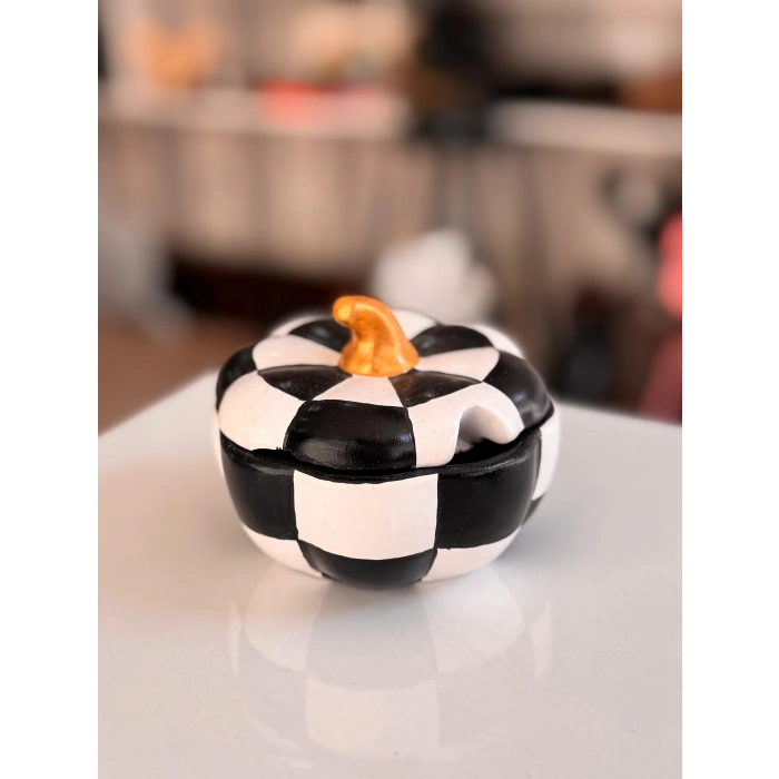 Damalı Dekoratif Balkabağı Şekerlik