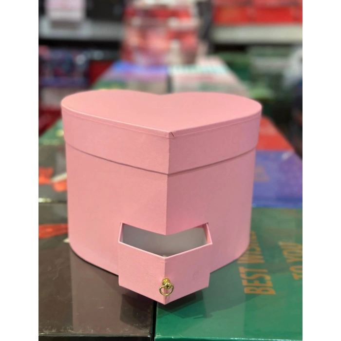Pembe Çekmeceli Kalp Kutu