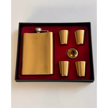 4 Bardaklı Çelik Matara Gold