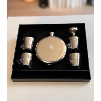 4 Bardaklı Çelik Matara Silver