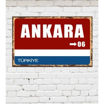 Dekoratif Şehir Plaka Retro Tablo MDF Ahşap Tablo - 06