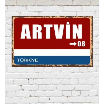 Dekoratif Şehir Plaka Retro Tablo MDF Ahşap Tablo - 08