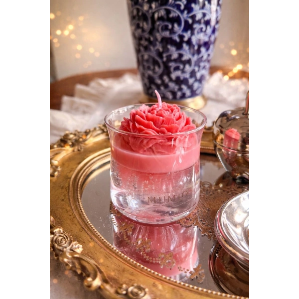 Pembe Gül Tasarımlı Volkanik Mum