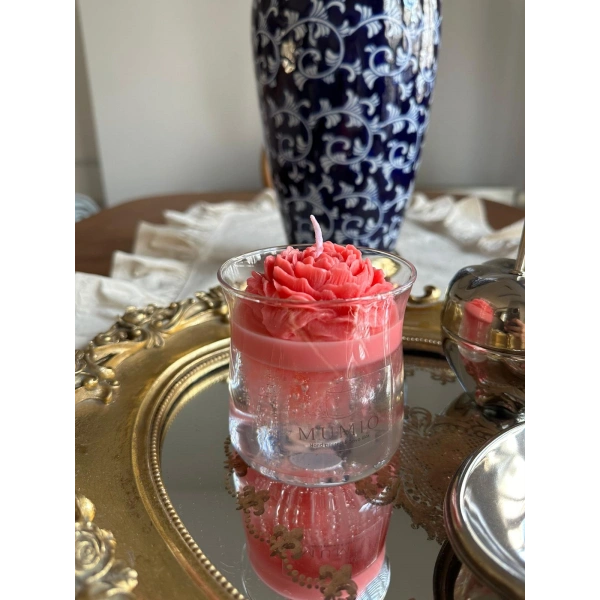 Pembe Gül Tasarımlı Volkanik Mum