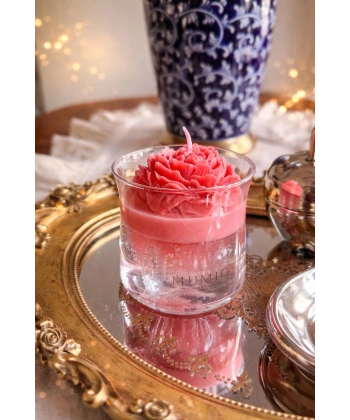 Pembe Gül Tasarımlı Volkanik Mum