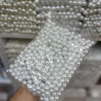 12 mm Beyaz Cam İnci (1 Kg)