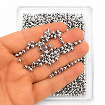 6 mm Metal Rodyum Kaplama Top Boncuk – 25 Gram (85 Adet)
