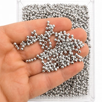 3 mm Rodyum Kaplama Metal Top Boncuk – 25 Gram (450 Adet)