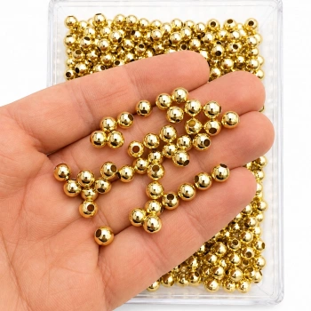 6 mm Metal Lak Kaplama Sarı Top Boncuk – 25 Gram (85 Adet)