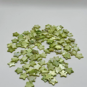 DOĞAL YEŞİL SEDEF YILDIZ BONCUK (25 GRAM - 65 adet)