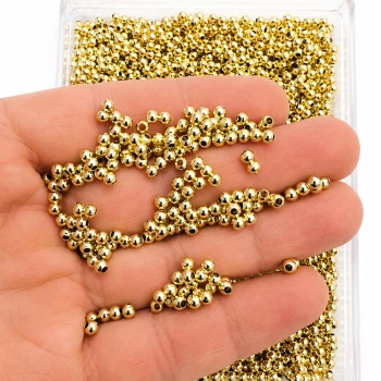 4 mm Metal Lak Kaplama Sarı Top Boncuk – 25 Gram (220 Adet)