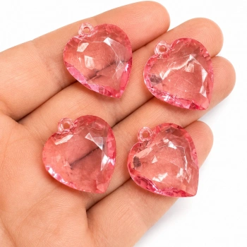 AKRİLİK FUŞYA KALP (500 gram - 165 adet)