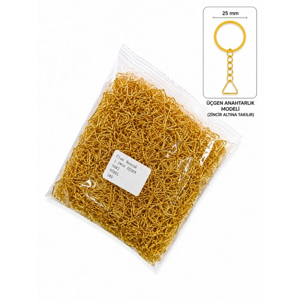 1.2x10 mm Üçgen Anahtarlık Aparatı Sarı Renk 1 Kg | Altın Renk Bağlantı Aparatı