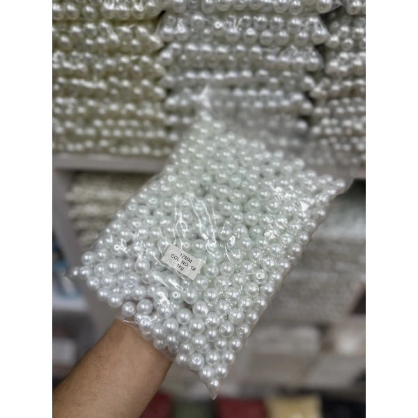 12 mm Beyaz Cam İnci (1 Kg)