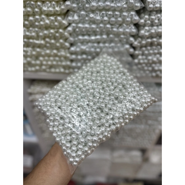 10 mm Beyaz Cam İnci (1 Kg)