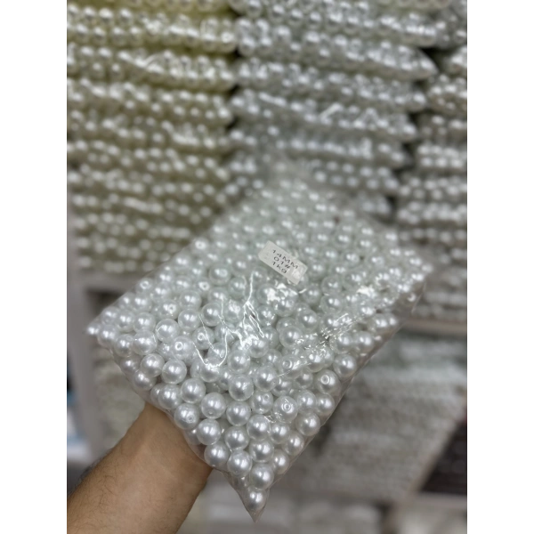 14 mm Beyaz Cam İnci (1 Kg)