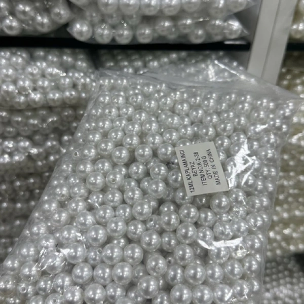 12 mm beyaz lüx inci (500 gr)