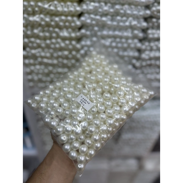 14 mm Krem Cam İnci (1 Kg)