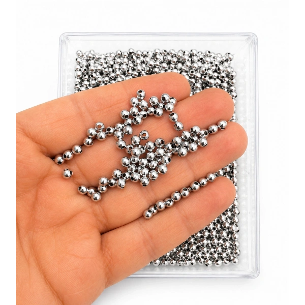 4 mm Rodyum Kaplama Metal Top Boncuk – 25 Gram (220 Adet)