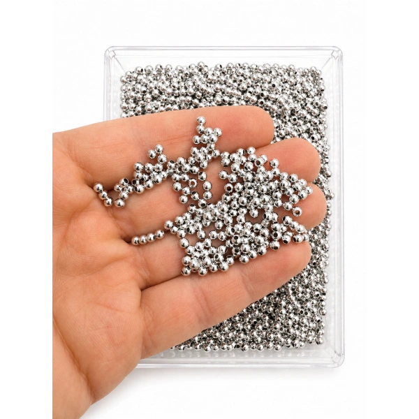 3 mm Rodyum Kaplama Metal Top Boncuk – 25 Gram (450 Adet)