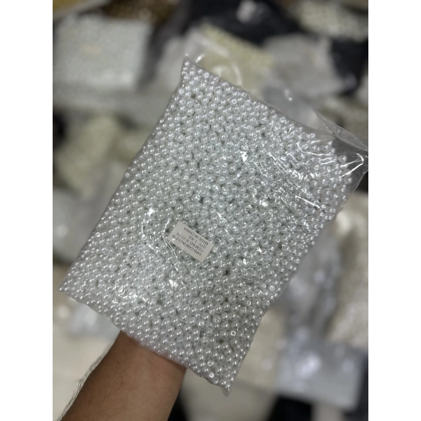 6 mm Beyaz Cam İnci (1 Kg)
