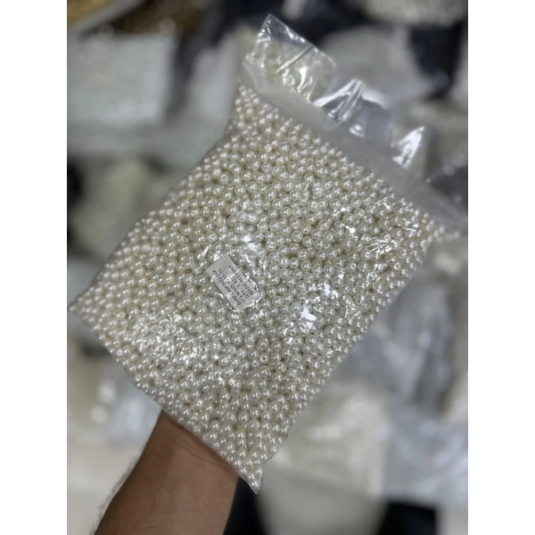 6 mm Krem Cam İnci (1 Kg)